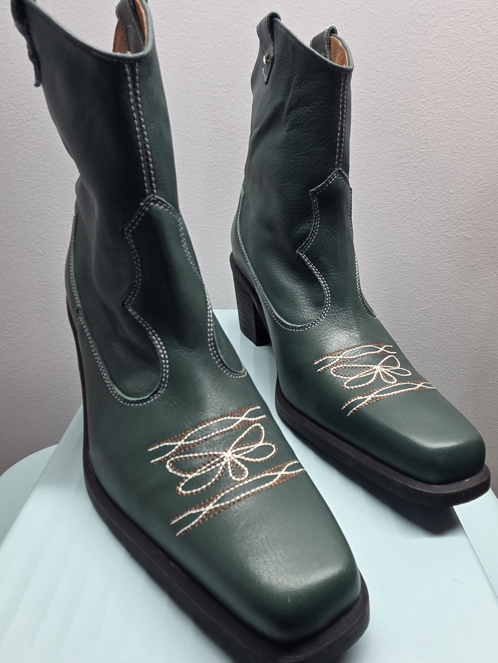 Free People Tan Leather Heeled Boots - Picture 2 of 6
